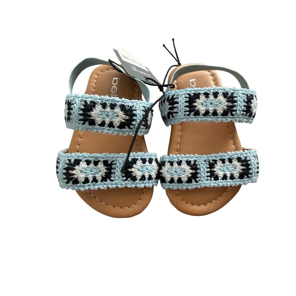 NWT Bebe Baby Girls Blue Crochet Knit Strappy Sandals Size 4 9-12 Months